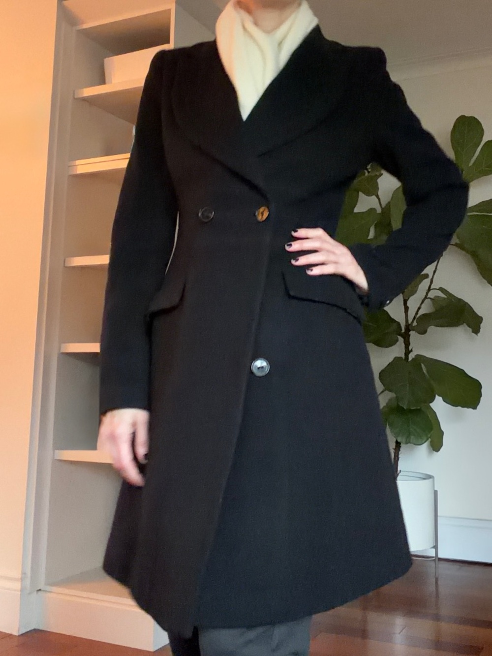 Le Châte Vintage Wool-Cashmere Tailored Coat | Size S